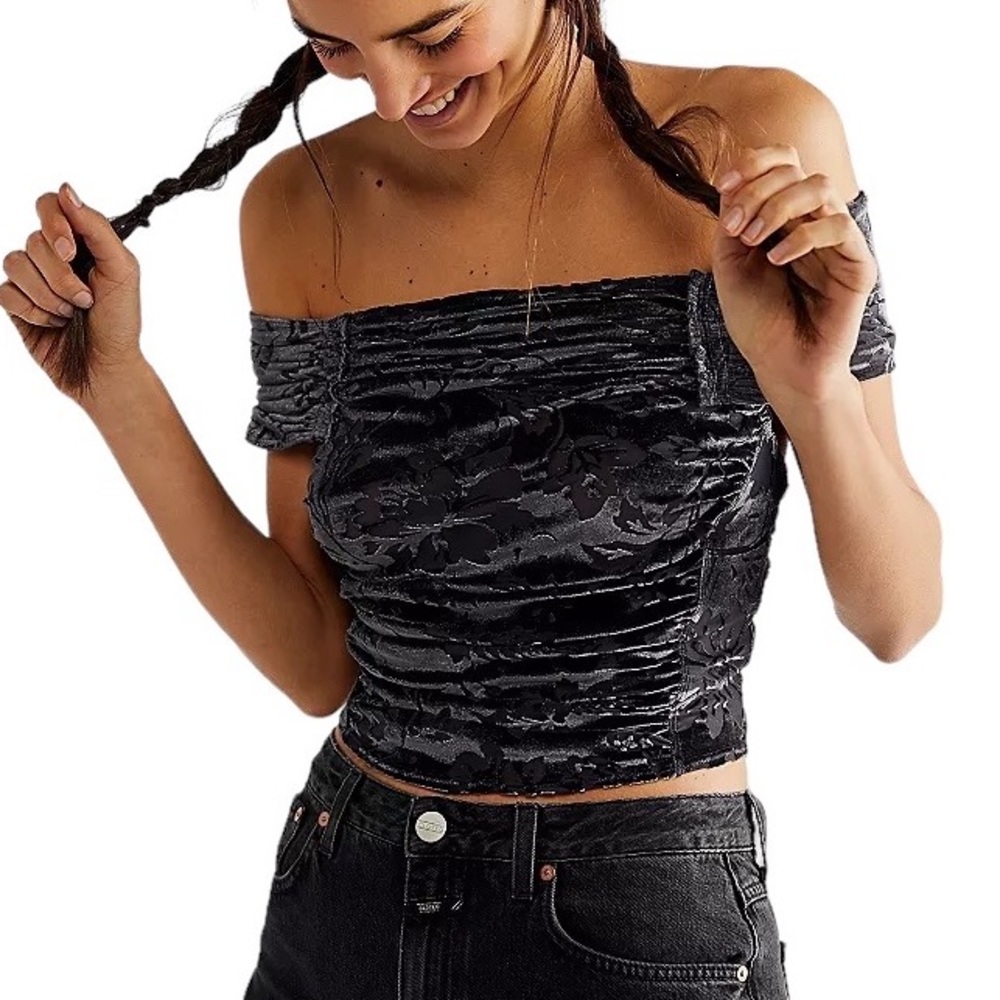 Free People Velvet Burnout Ruched Joni Top